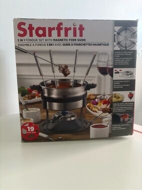 Starfrit 3-in-1 Fondue Set 19pc NIB Magnetic Fork Guide